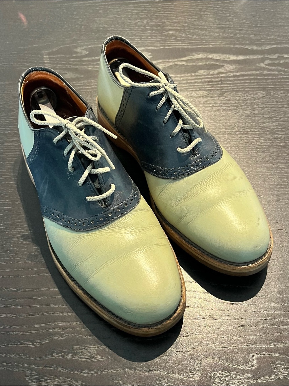 Vibram Two-Tone Saddle Oxfords in Blue & Cream